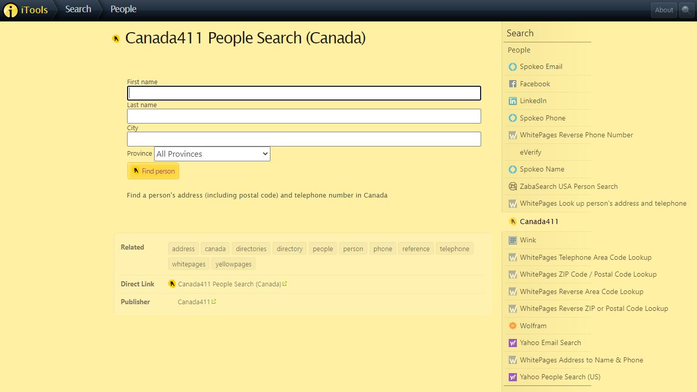 Canada411 People Search (Canada) - iTools