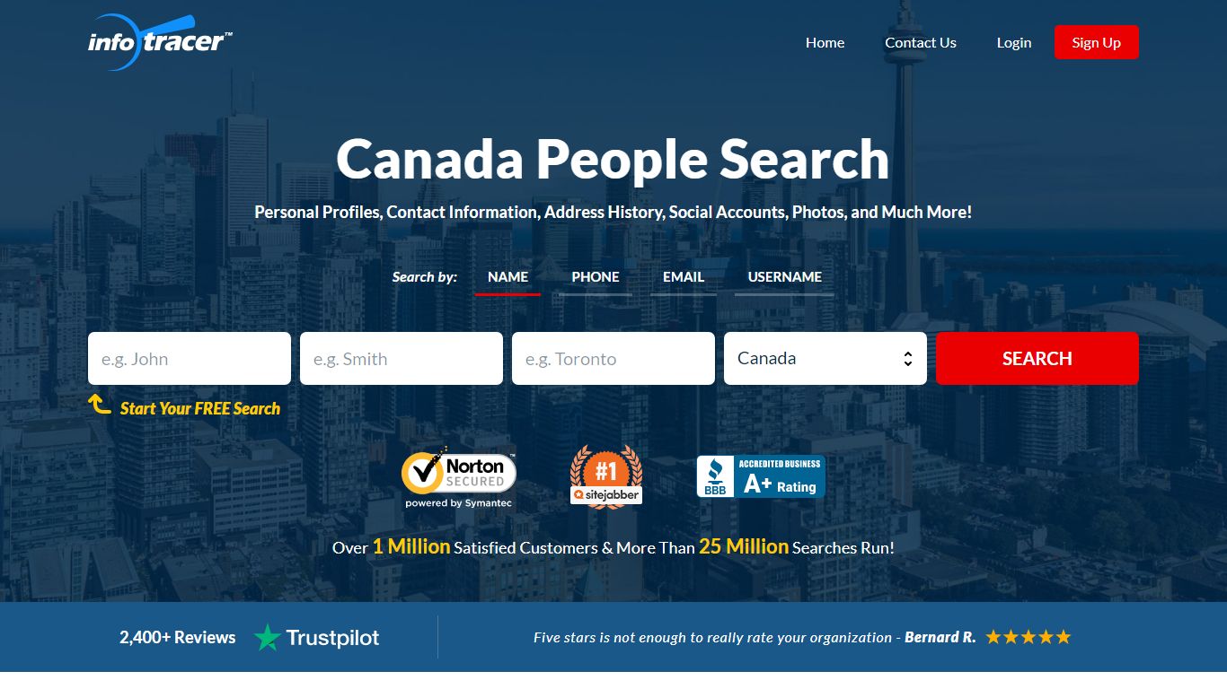 Canada People Search - Reverse Phone Lookup and More - InfoTracer